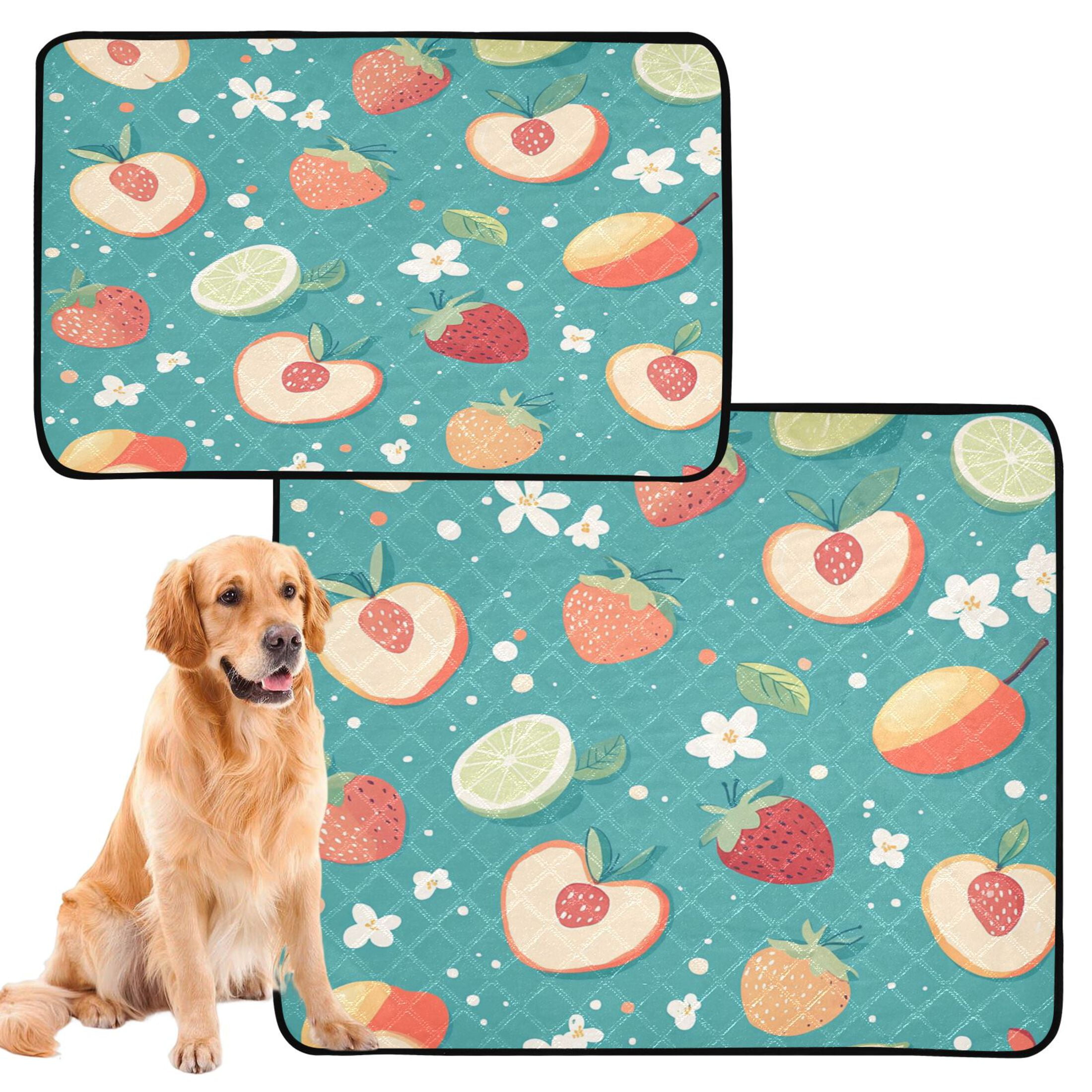 Qxltty Peaches and Strawberries in A Repeating Pattern Cat litter Pads Pet Set of 3 Diaper Mats Center Anti-leakage Layer Absorbent Soft and Comfortable