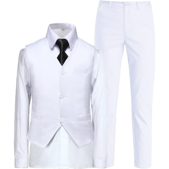 Boys Suit for Kids Toddler Boy 4-Piece Wedding Tuxedo Suits Vest and Pants Set
