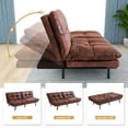 Futon Sofa Bed, Modern Faux Leather Convertible Memory Foam Sofa with