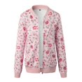 thumbnail image 3 of Uooqdmx Trench Coat Women Peacoat Womens Coat Outwear Zipper Up Casual Coat Jacket Floral Coat Winter Coats for Women Pink S, 3 of 8