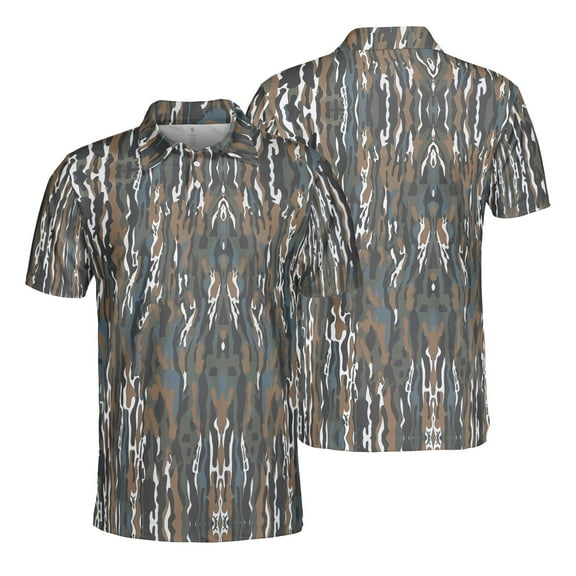 Ranch Camouflage Polo Shirt for Men Short Sleeve Outdoors Fishing Hunting