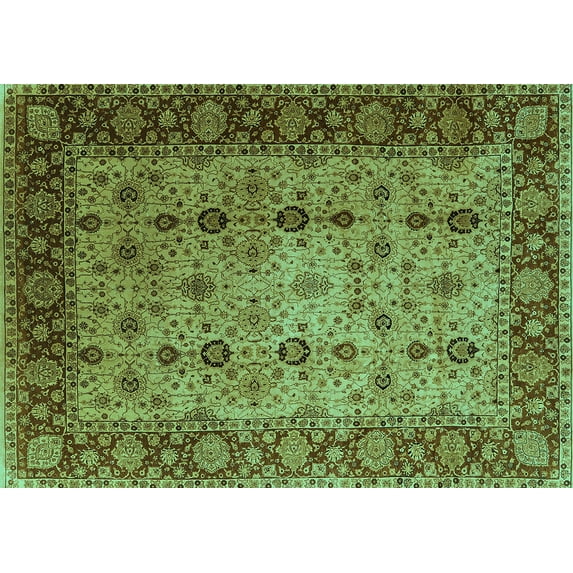 Ahgly Company Indoor Rectangle Oriental Turquoise Blue Traditional Area Rugs, 8' x 10'