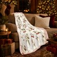 thumbnail image 3 of Vintage Watercolor Cherry Blossom Fruit, Peaceful Botanical Garden Scene, Warm Flannel Blanket for Sunroom and Reading Nook, Garden Lovers Valentine's Day Gift, Botanical Home Decor, 3 of 9