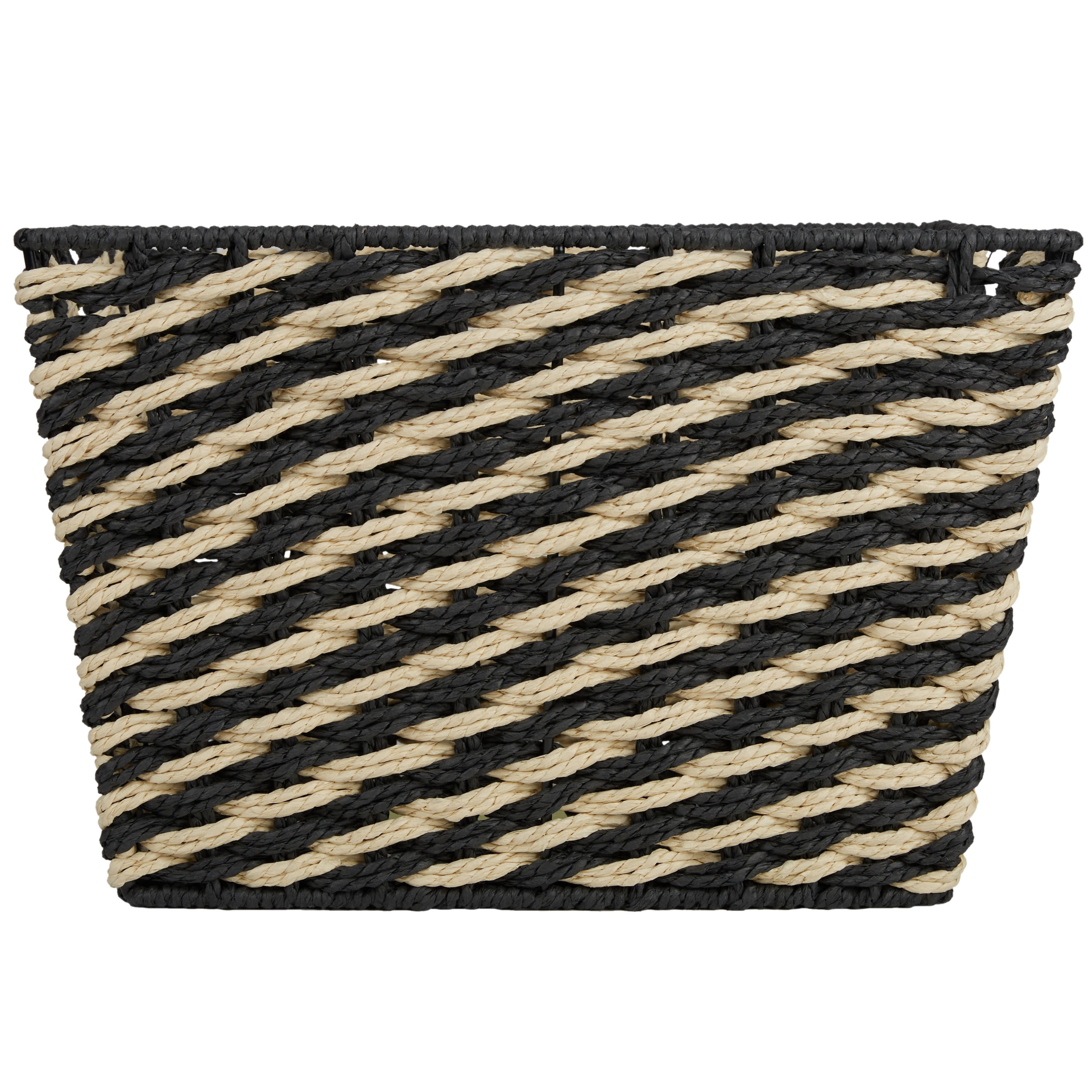 Simplify Medium Striped Woven Basket in Black