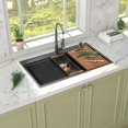 thumbnail image 5 of HausinLuck 36" Gunmetal Black Topmount Kitchen Sink, 16 Gauge Stainless Steel Single Bowl Kitchen Sink, 5 of 6