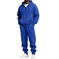 thumbnail image 2 of Men's Full Zip Jacket Set 2 Piece Fleece Lined Hoodie and Pants Casual Lounge Wear Fall Winter Warm Outfit, 2 of 7