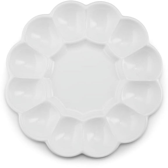 Kook Deviled Egg Tray, White Ceramic, Holds 12 Eggs