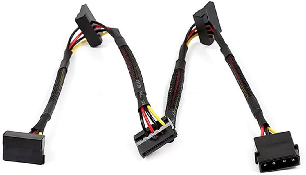 HRTGFD-Data Cable - 2 Feet - 4-pin MOLEX Male to 4X 15-pin SATA II Female Power Cable (Net Jacket)
