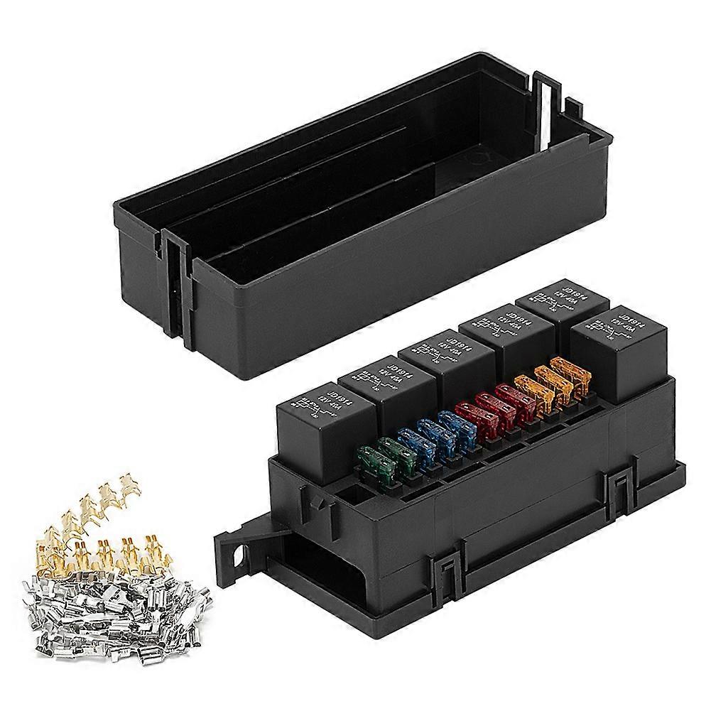 12V Auto 11 Way Fuse Relay Box Block with 5 Pin Relay and Fuses for ...