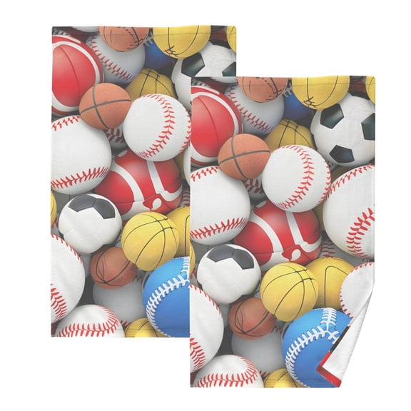 Sports Balls Hand Towel Bath Towels Face Towels Cotton Absorbent for Home Hotel Spa Swimming Yoga Sports Decorative Towel Set of 2