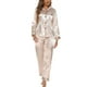thumbnail image 2 of Conjunto de pijama para mujer, 2 piezas, ropa de descanso, manga larga, pantalones superiores, ropa de poliéster, champán M, 2 of 6