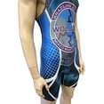 thumbnail image 3 of Woldorf USA Sublimated Woldorf Wrestling Singlet (L) in Black/Blue Fighting Uniform, Training Uniforms, Pre-Shrunk, Ultra Light Weight Uniforms Soft Fabric Singlet, 3 of 6