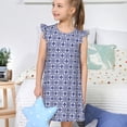thumbnail image 4 of Balery Blue And White Porcelain Chinaware Camisón de princesa para niñas, pijama de algodón con mangas abullonadas, suave y bonito.-Medium, 4 of 6