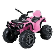 12V Kids Ride-On Electric ATV, 4-Wheeler Quad Car Toy w/ Bluetooth Audio, 3.7mph Max Speed, Treaded Tires, LED Headlights, Radio,Pink