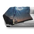 thumbnail image 3 of Cat Soft Flannel Fleece Throw Blanket, Pet Jumping in the Air Catching the Moon at Night Sky Stars Fantasy Artwork, Cozy Plush for Indoor and Outdoor Use, 60" x 80", Blue Magenta, by Ambesonne, 3 of 6