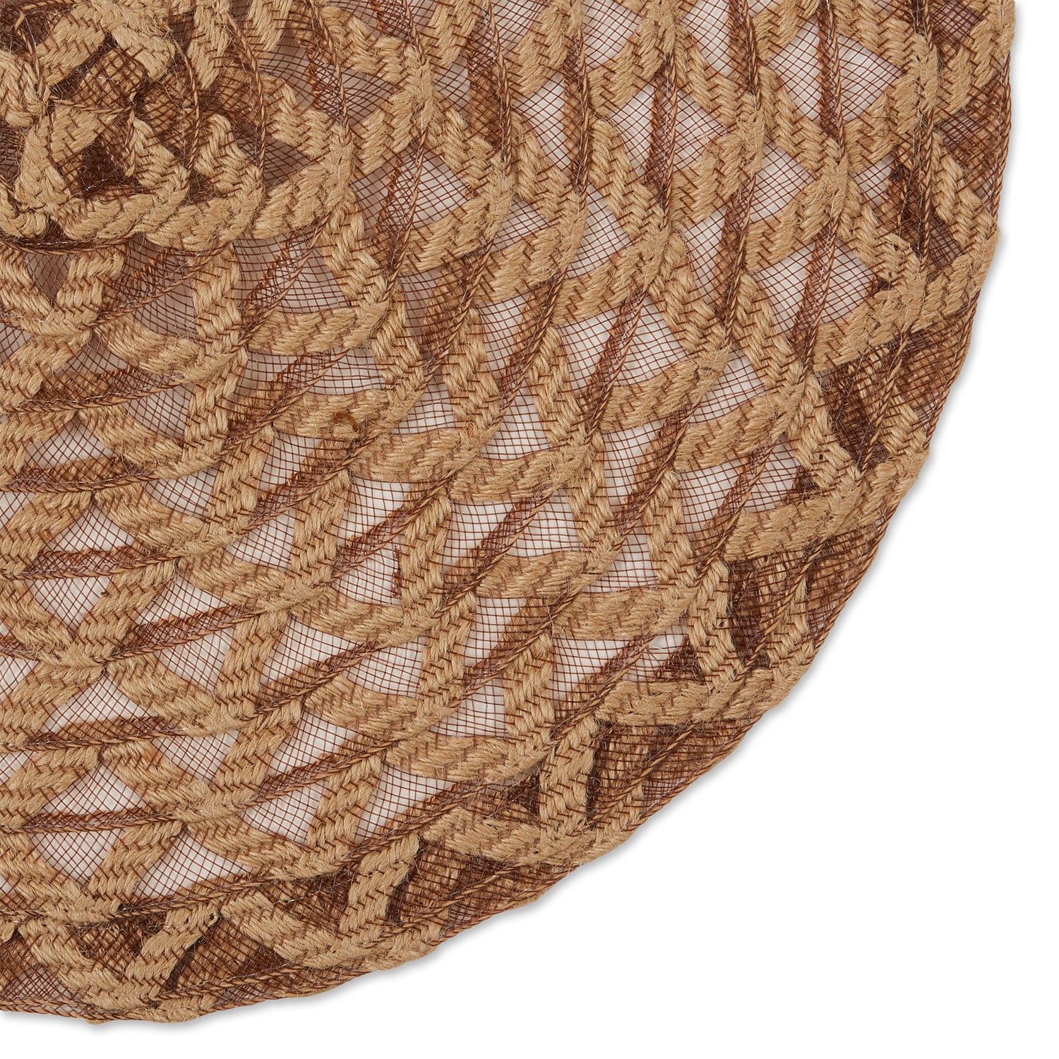 Contemporary Home Living Woven Round Dining Table Placemats - 15" - Brown and Tan