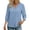 Light Blue, variant on Women's Lace Trim Blouses V Neck Puffed 3/4 Sleeve Lounge Shirts Loose Fit Solid Color Tunic Tops for Daily Work Orange S