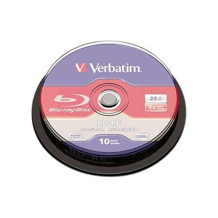 Verbatim 43694 VERBATIM BD-RE 25GB 2X WITH BRANDED SURFACE-10PK SPINDLE