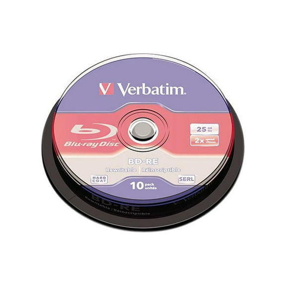 Verbatim 43694 VERBATIM BD-RE 25GB 2X WITH BRANDED SURFACE-10PK SPINDLE