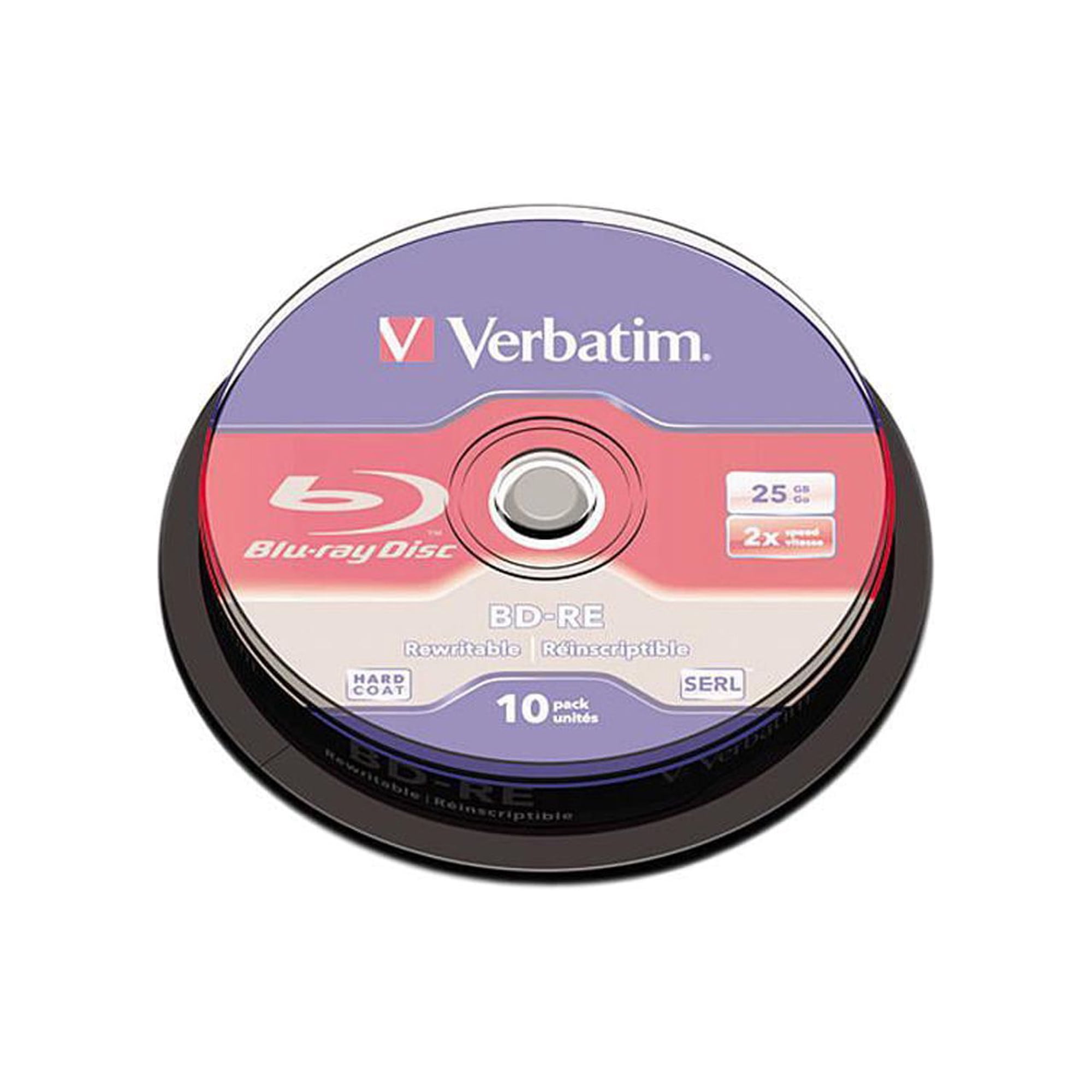 Verbatim BD-RE Disc, 25 GB, 2x, Silver,10/Pk -VER43694
