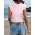thumbnail image 6 of Womens Deep V Neck Crop Tank Tops Going Out Crop Top Sleeveless Slim Fit Y2k Summer Tops Pink L, 6 of 7