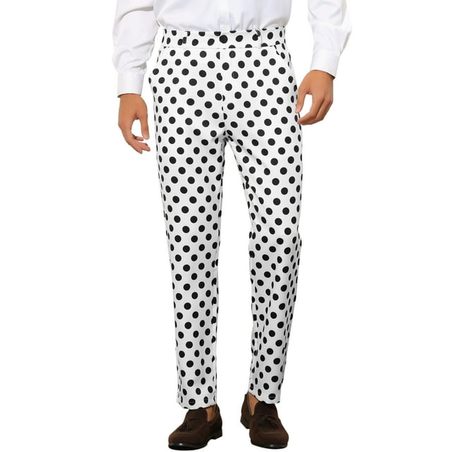 INSPIRE CHIC Pantalon Habillé à Pois Imprimés pour Homme Coupe Régulière Pantalon Formel 30 Blanc