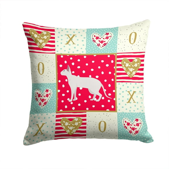 Peterbald 2 Cat Love Fabric Decorative Pillow Red