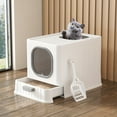 thumbnail image 2 of [Large Odorless Cat Litter Box] Large Enclosed Cat Litter Box with Lid Cover Hooded Odorless Cat Toilet with Litter Scoop Cat Self Groomer Deodorizer Filter, 2 of 8