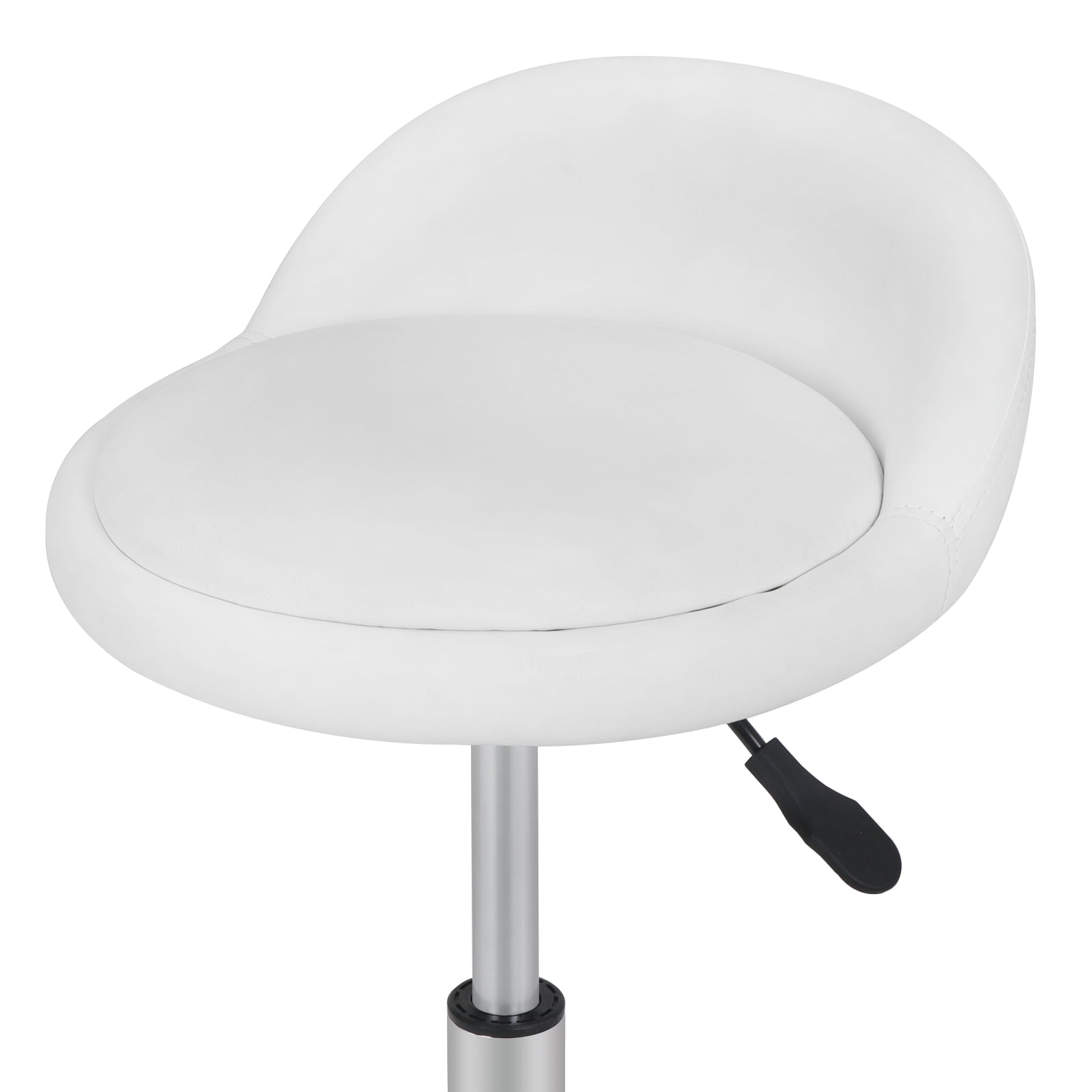 ZENY Adjustable Rolling Swivel Salon Stool Chair Spa Stool with Back Rest, White