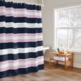 thumbnail image 6 of Navy Blue Pink Stripe Shower Curtains for Bathroom, Modern Abstract Washable Fabric Shower Curtain with Hooks Waterproof Bathroom Decor Sets, 72 x 72 Inches, 6 of 9