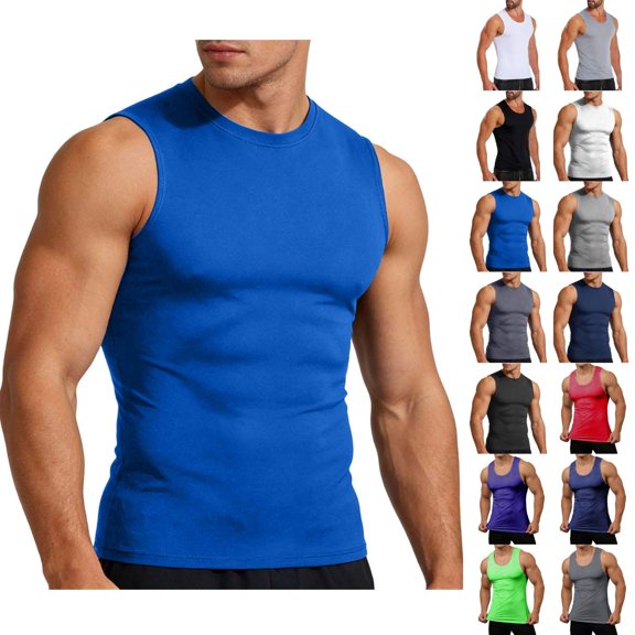 ShiShine Men's Sleeveless Tank Top Cool Breathable Quick Dry Shirt Summer Lightweight Slim Fit Workout Tank for Gym, Running, Fitness