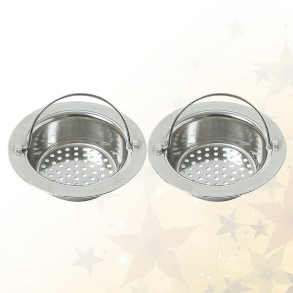 CRAFTHROU 2Pcs Kitchen Sink Drain Strainer Silver Wide Rim Food Particle Blocking Stainless Steel Kitchen Sink Screen