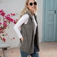 thumbnail image 3 of Defitshape Women's Fuzzy Vest Tank Top Hooded Vest Jacket Sleeveless Slimming Fashion Thermal Soft Loose Fall Vest Outfit Grey X-Large, 3 of 4