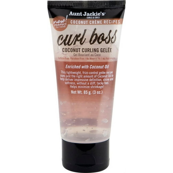 Aunt Jackie's Coconut Crème Recipes Curl Boss Coconut Curling Hair Gel for Natural Curls, Coils and Waves, 18 OZ.