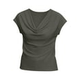 thumbnail image 4 of Olyvenn Womens Fashion Cowl Neck Top for Women Dressy Short Sleeve Shirt Summer Top 2026 Casual Ladies Top Blouses Gray XL, 4 of 4