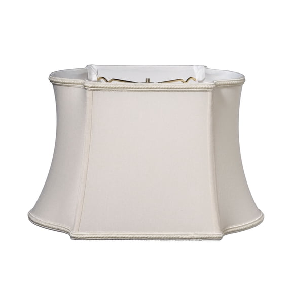 Maykoosh  Timeless Trends Fancy Oblong Softback Lampshade with Washer Fitter, Cream Color Natural Fabric Lampshade for Table Lamps, 7.25x11.375" Top x 8.875x14" Bottom x 8.875" Height