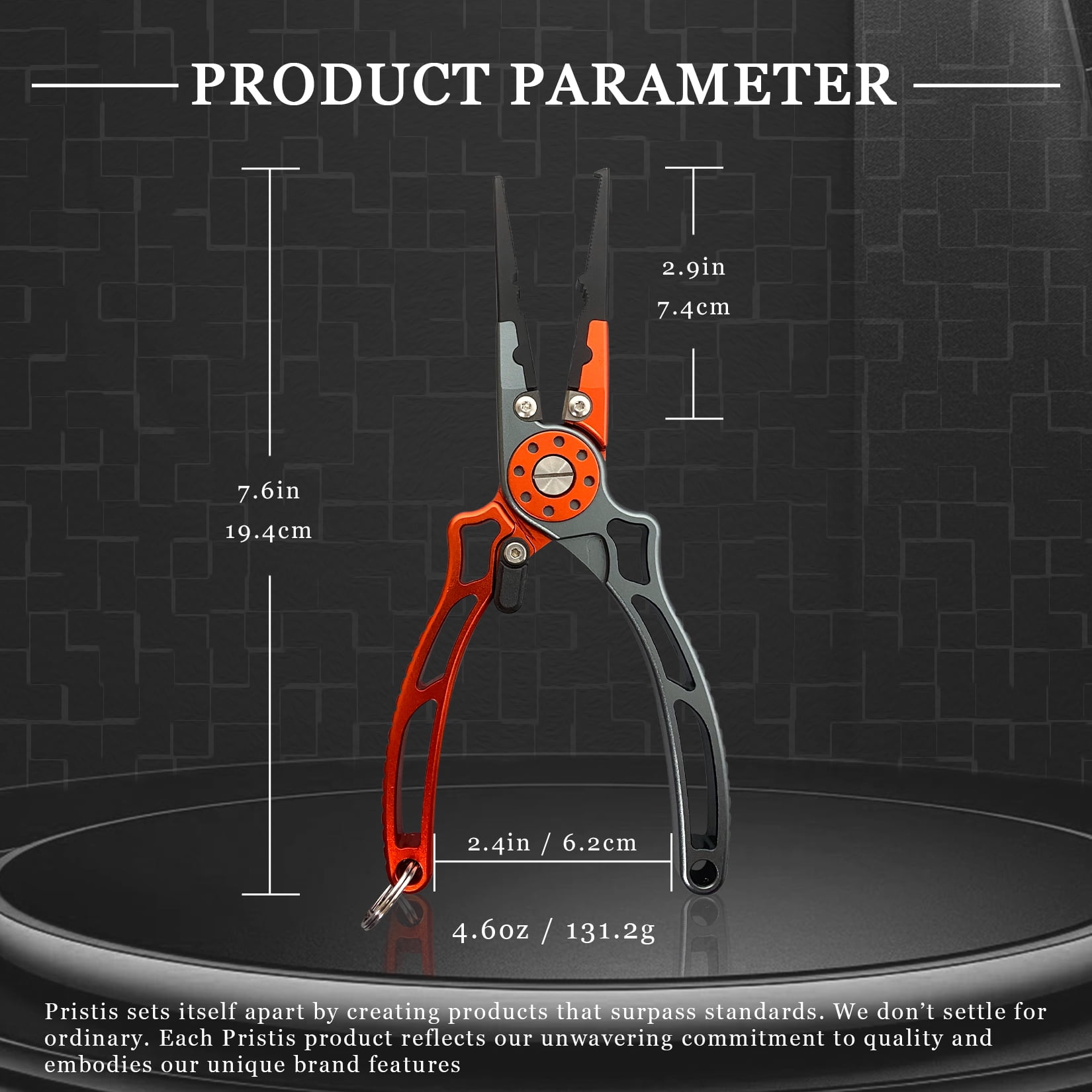 Pristis Fishing Pliers, Saltwater Resistant Teflon Coated Split Ring Gear, Multi-Function Equipment