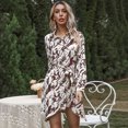 thumbnail image 2 of Vestido con estampado teñido anudado, manga larga, solapa, cinturilla con un solo pecho, vestido de moda para mujer, 2 of 7