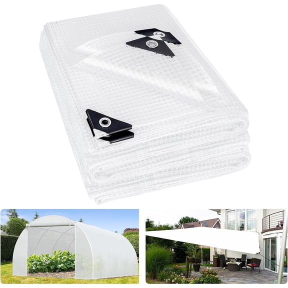 Heavy Duty Clear Greenhouse Tarp, 20x30FT Waterproof Clear Tarps with Grommets, UV Resistant Greenhouse Replacement Poly Cover, for Gardening, Farming, Chicken Coops, Canopy,Outdoor