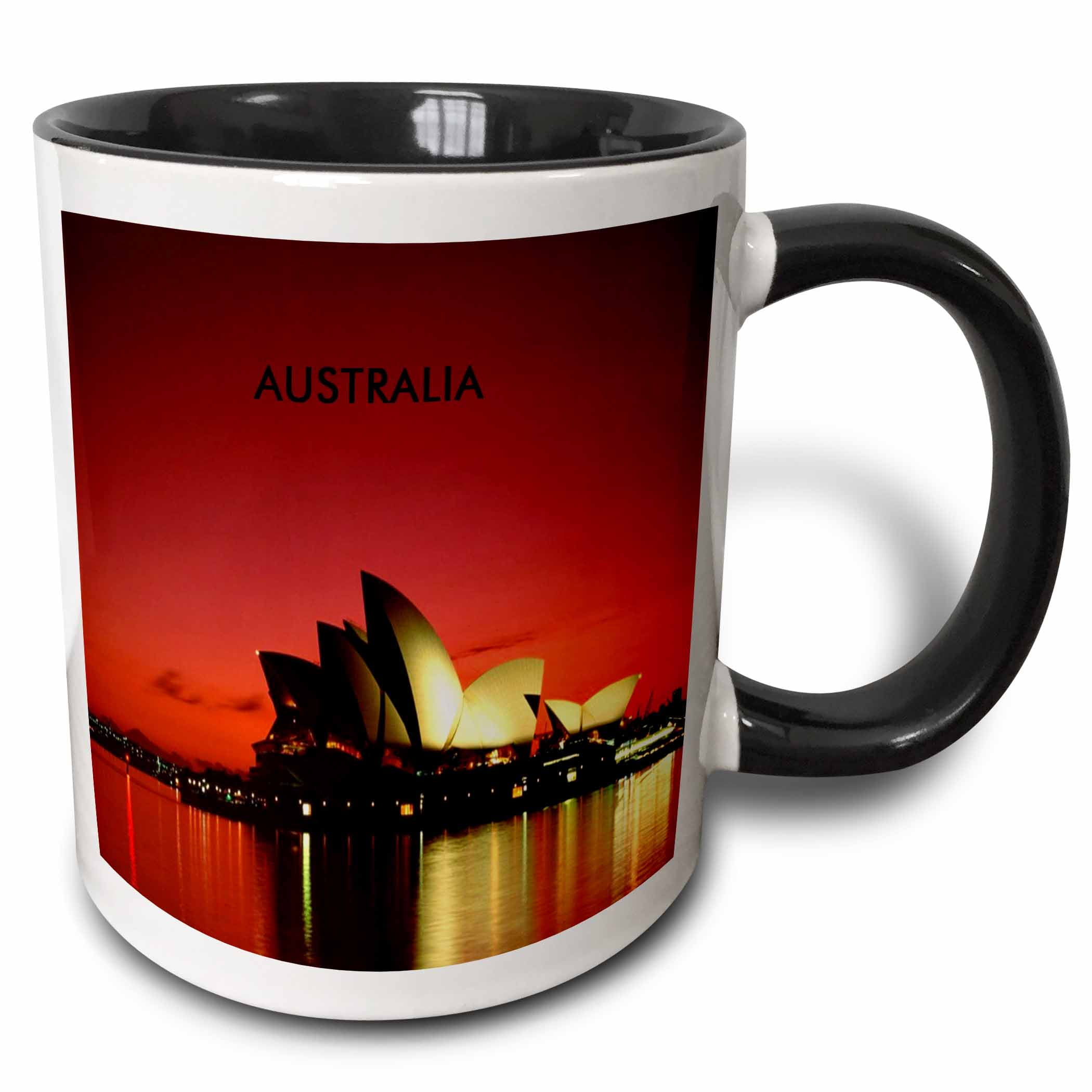 Multicolor 11 oz 3dRose mug_60672_4Night Time Picture Of Sydney Opera House Australia Two Tone Black Mug 