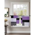 thumbnail image 2 of Black Purple Patchwork Sheer Curtains 2 Panels Set Abstract Geometric Art Lihgt Filtering Rod Pocket Voile Drape, Semi Sheer Window Curtains for Bedroom Living Room, 52"x54", 2 of 5