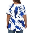 thumbnail image 3 of Liquidation d'Économies d'Été! Fatuov T-Shirts pour Femmes Grande Taille Tendance Décontractés à Manches Courtes à Imprimé Floral T-Shirts Graphiques d'Été à Col en V Multicolores, Taille 4TG, 3 of 4