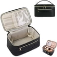 thumbnail image 1 of Bolsa De Cosméticos De Viaje Gran Capacidad Impermeable, Organizador Portátil Con Compartimentos Para Maquillaje Y Brochas, Neceser Mujer PU Cuero (Black), 1 of 4