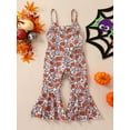 thumbnail image 2 of Wassery Toddler Baby Girls Fall Romper Suspender Flare Pants Sleeveless Pumpkin Print Jumpsuit 12M 18M 24M 3T 4T 5T Kids Strap Playsuit Fall Casual Clothes, 2 of 9