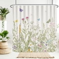 thumbnail image 2 of Floral Shower Curtain Set Sage Green Butterfly Fabric Shower Curtain Summer Farmhouse Bath Accessories for Bathroom, 72x72 Inch, 2 of 6