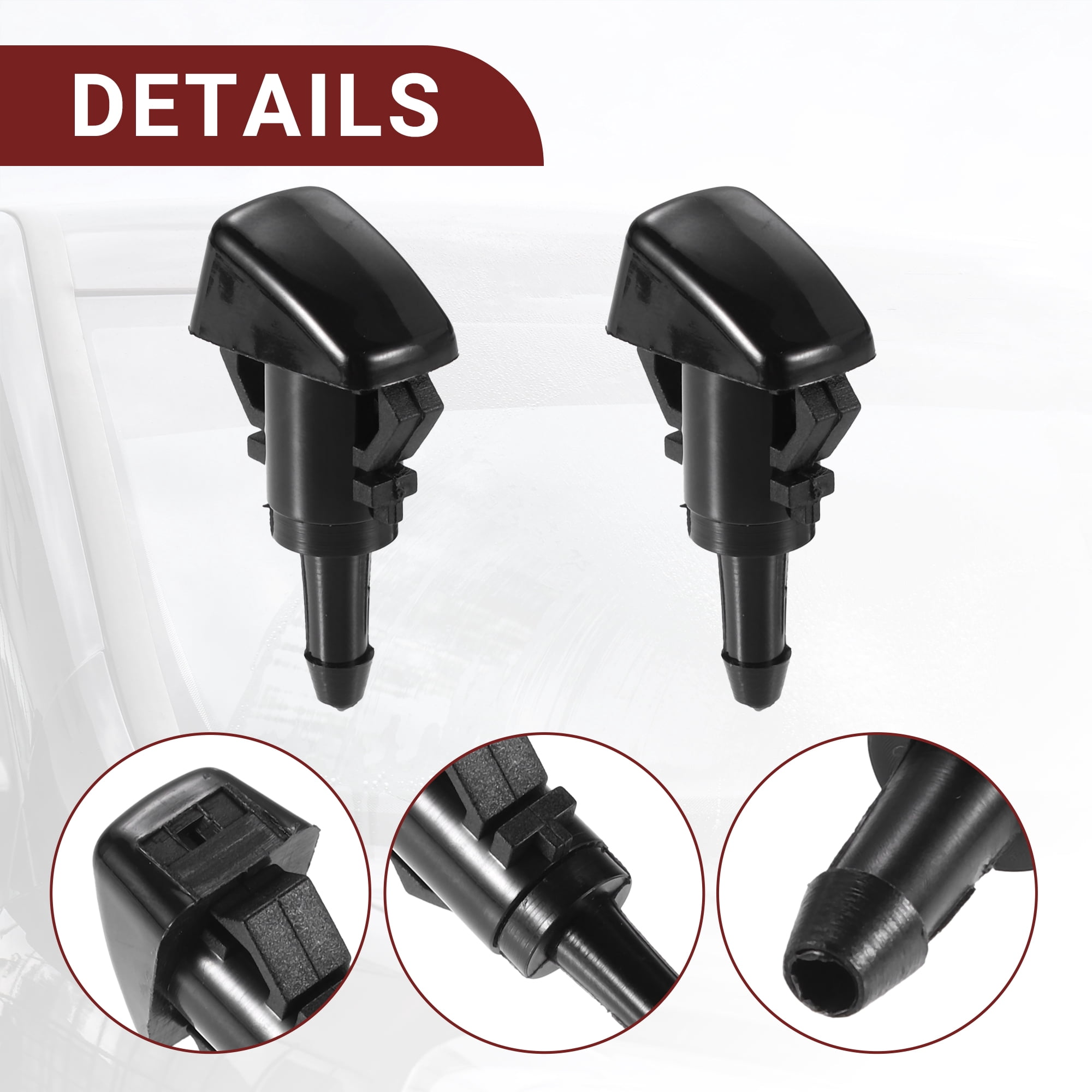 Unique Bargains Windshield Washer Nozzle for GMC Envoy Black with Hose and Connectors