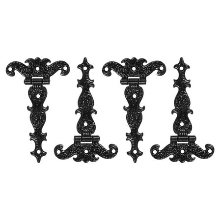 Uxcell 3.5 Inch Door Tee Hinge, 4 Pack T-strap Hinges Retro Decorative Hinge for Wooden Fences Yard Doors Barn Gate Wooden Box, Black