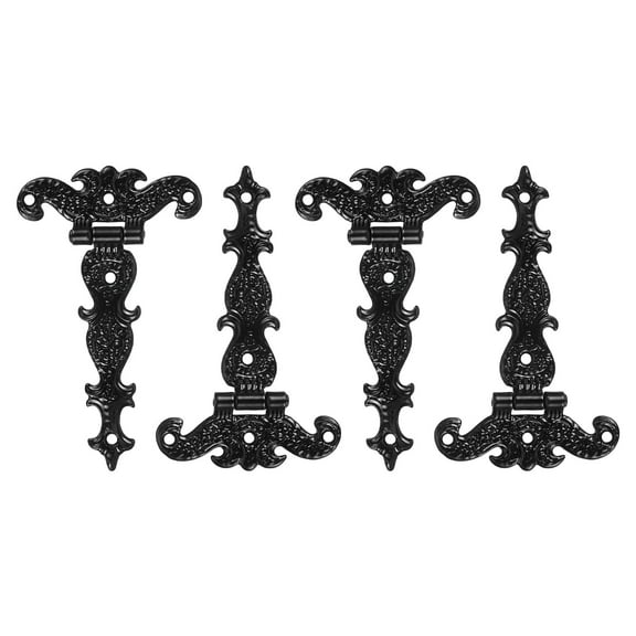 Uxcell 3.5 Inch Door Tee Hinge, 4 Pack T-strap Hinges Retro Decorative Hinge for Wooden Fences Yard Doors Barn Gate Wooden Box, Black