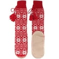 thumbnail image 6 of BambooMN Women's Knit Gripper Slipper Socks with Tassel - Nordic Red - 1 Pair, 6 of 6
