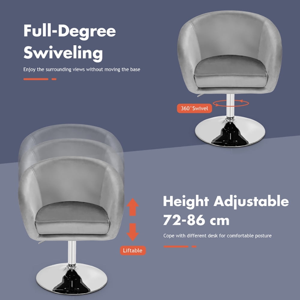 Finihen Modern Vanity Chair, 360 Degree Swivel Makeup Stool Accent Chair with Round Back and Metal Base, Makeup Chair for Living Room Bedroom Lounge Pub, Gray Finihen Modern Vanity Chair, 360 Degree Swivel Makeup Stool Accent Chair with Round Back and Metal Base, Makeup Chair for Living Room Bedroom Lounge Pub, Gray